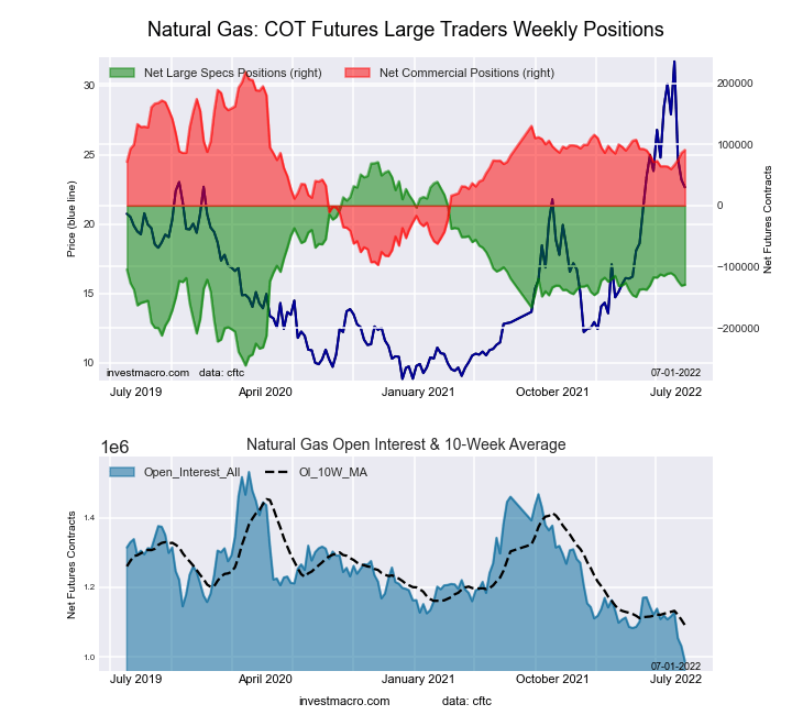 COT chart for natural gas futures